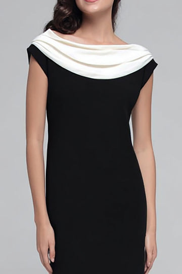 Noir et blanc Robe longue formelle à col bénitier avec manches